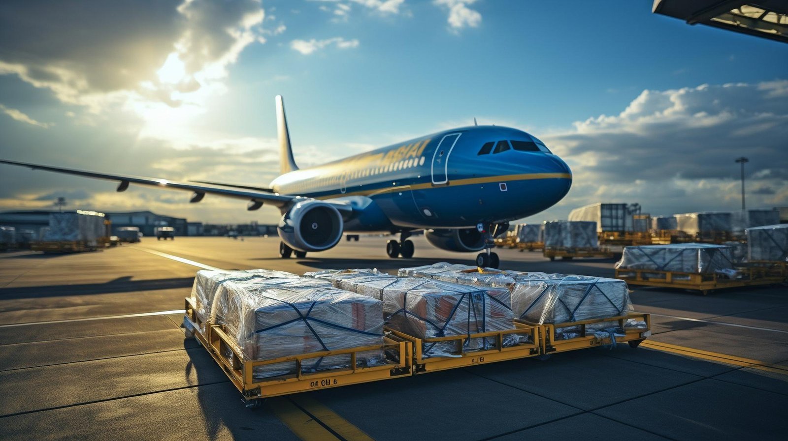 Chargement d'un avion cargo sur le tarmac